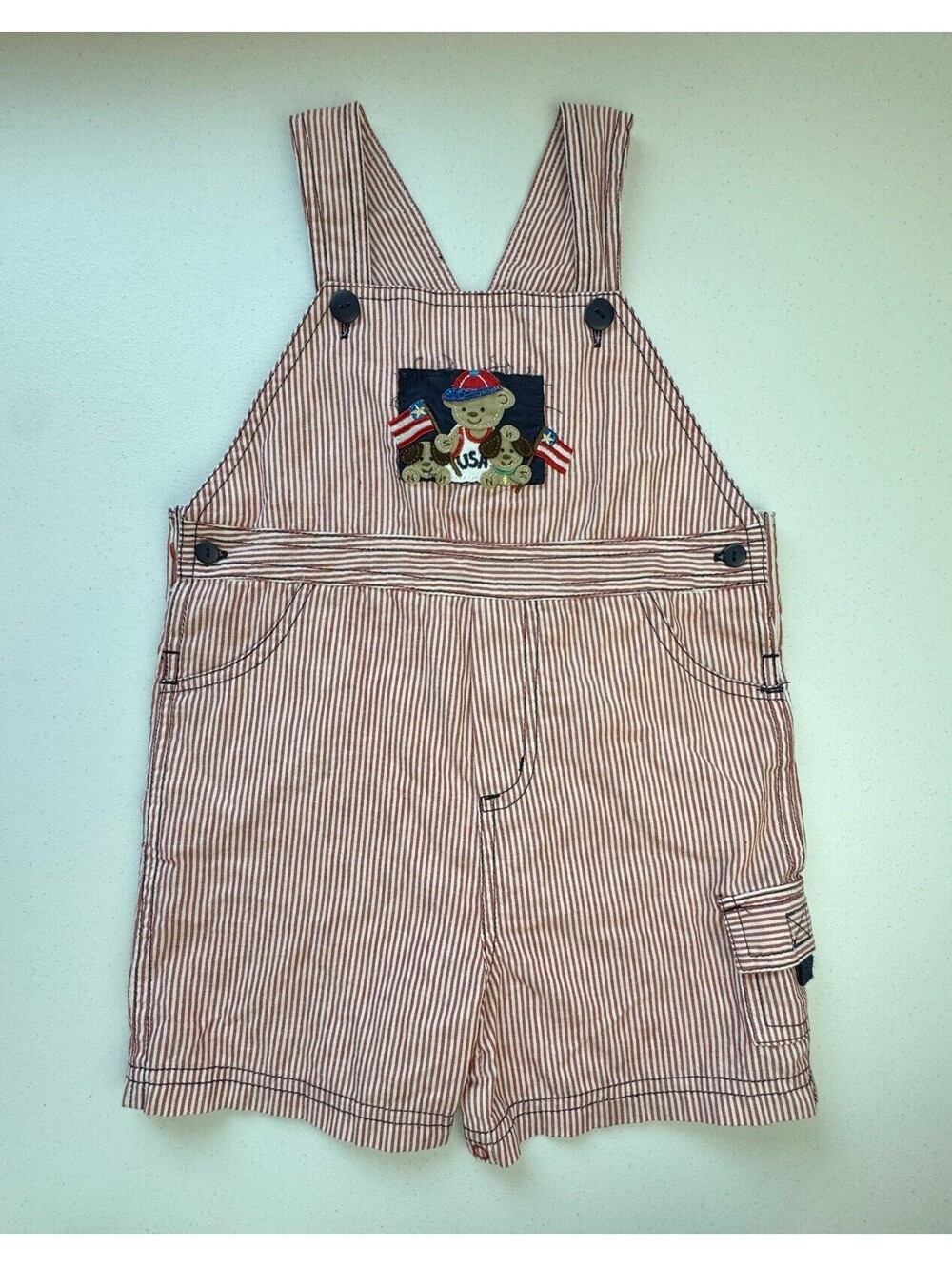 Red Striped Shortalls “USA” Bear/ Dogs 24 Months